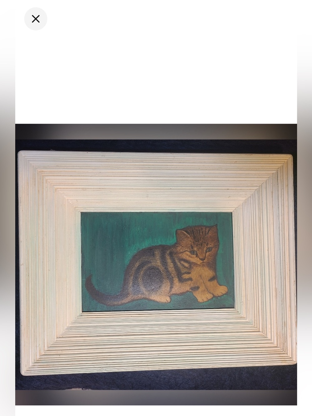 Framed Vintage Tabby Cat Original Painting Artwork